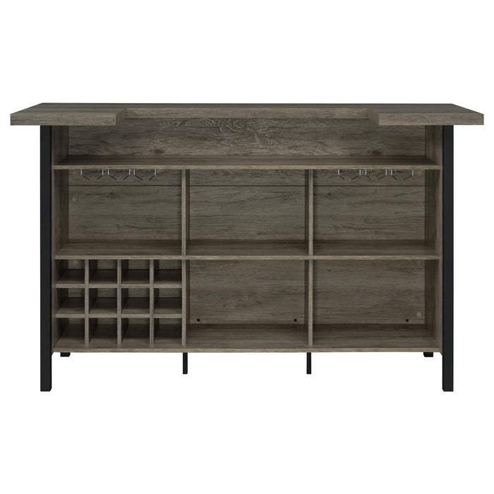 Bellemore Gray Driftwood/Black Bar Unit with Footrest - 182105 - Vega Furniture