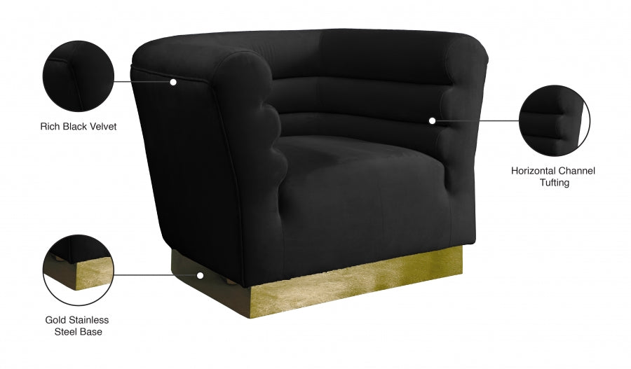 Bellini Black Velvet Chair - 669Black-C - Vega Furniture