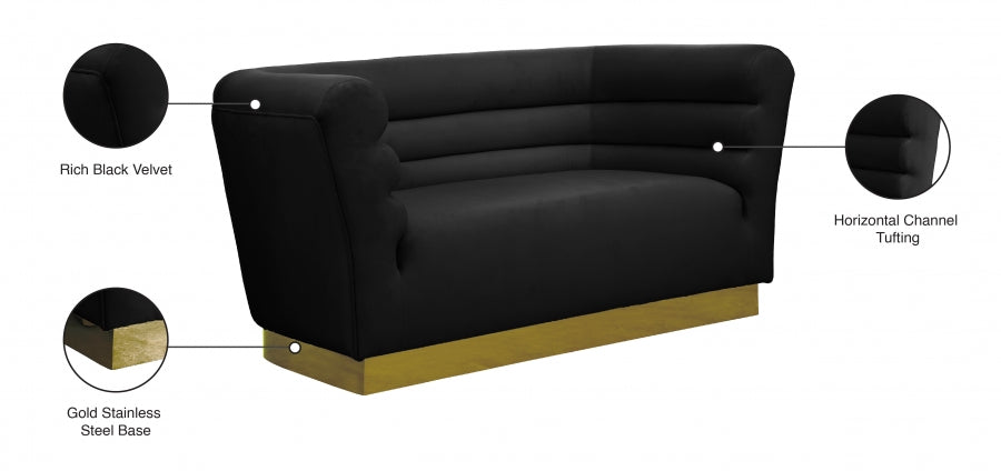 Bellini Black Velvet Loveseat - 669Black-L - Vega Furniture