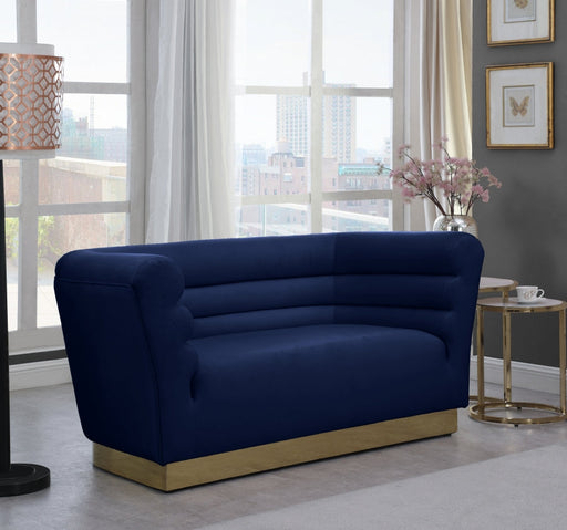 Bellini Blue Velvet Loveseat - 669Navy-L - Vega Furniture