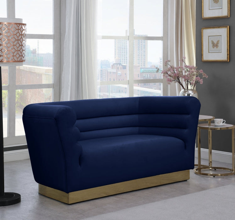 Bellini Blue Velvet Loveseat - 669Navy-L - Vega Furniture