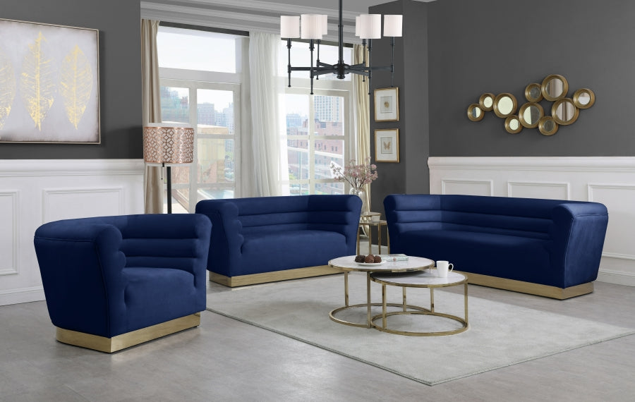 Bellini Blue Velvet Loveseat - 669Navy-L - Vega Furniture