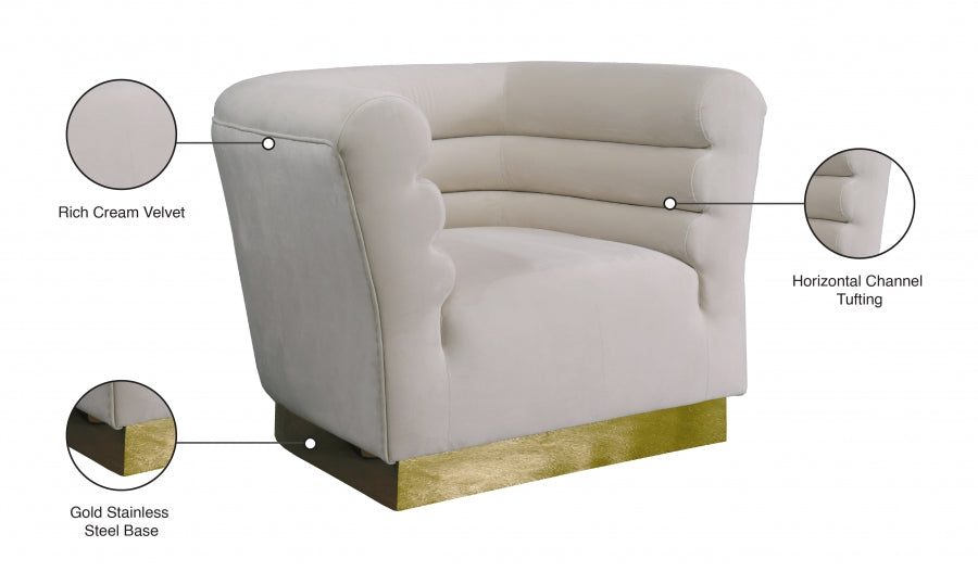 Bellini Cream Velvet Chair - 669Cream-C - Vega Furniture