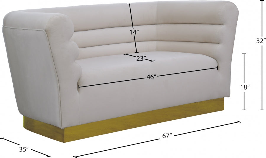 Bellini Cream Velvet Loveseat - 669Cream-L - Vega Furniture