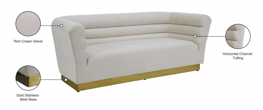 Bellini Cream Velvet Sofa - 669Cream-S - Vega Furniture