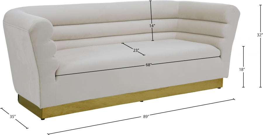Bellini Cream Velvet Sofa - 669Cream-S - Vega Furniture