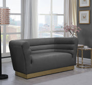 Bellini Grey Velvet Loveseat - 669Grey-L - Vega Furniture