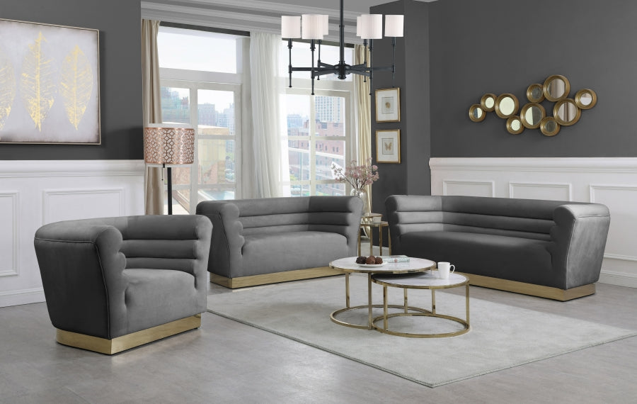 Bellini Grey Velvet Sofa - 669Grey-S - Vega Furniture