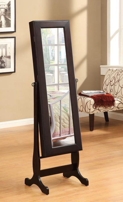 Belzar Cappuccino Jewelry Cheval Mirror with Drawers - 901805 - Vega Furniture