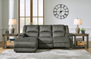 Benlocke Flannel 3-Piece Reclining Sectional with Chaise - SET | 3040216 | 3040241 | 3040246 - Vega Furniture