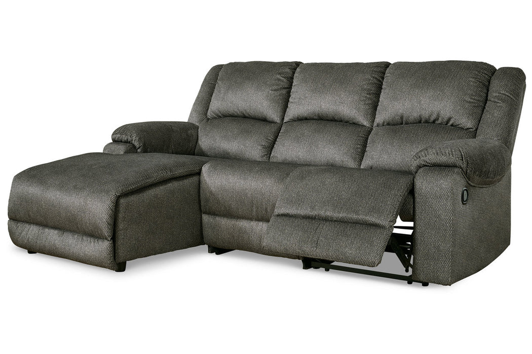 Benlocke Flannel 3-Piece Reclining Sectional with Chaise - SET | 3040216 | 3040241 | 3040246 - Vega Furniture
