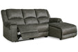 Benlocke Flannel 3-Piece Reclining Sectional with Chaise - SET | 3040217 | 3040240 | 3040246 - Vega Furniture