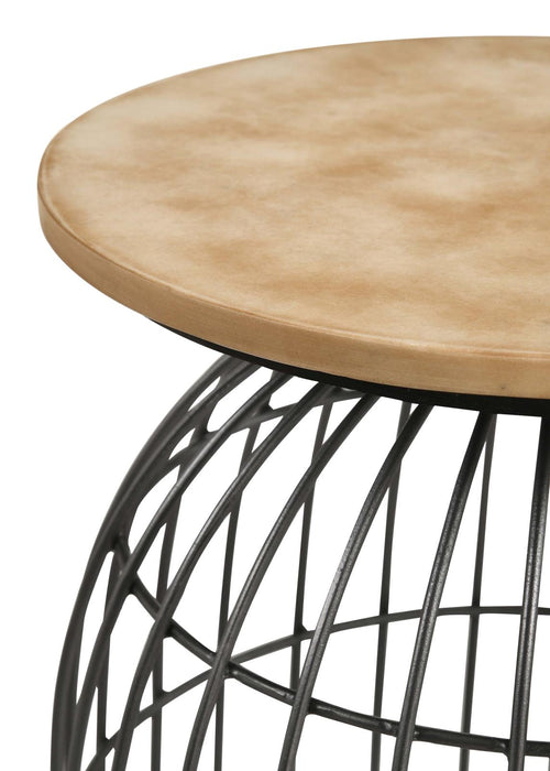 Bernardo Natural/Gunmetal Round Accent Table with Bird Cage Base - 935860 - Vega Furniture