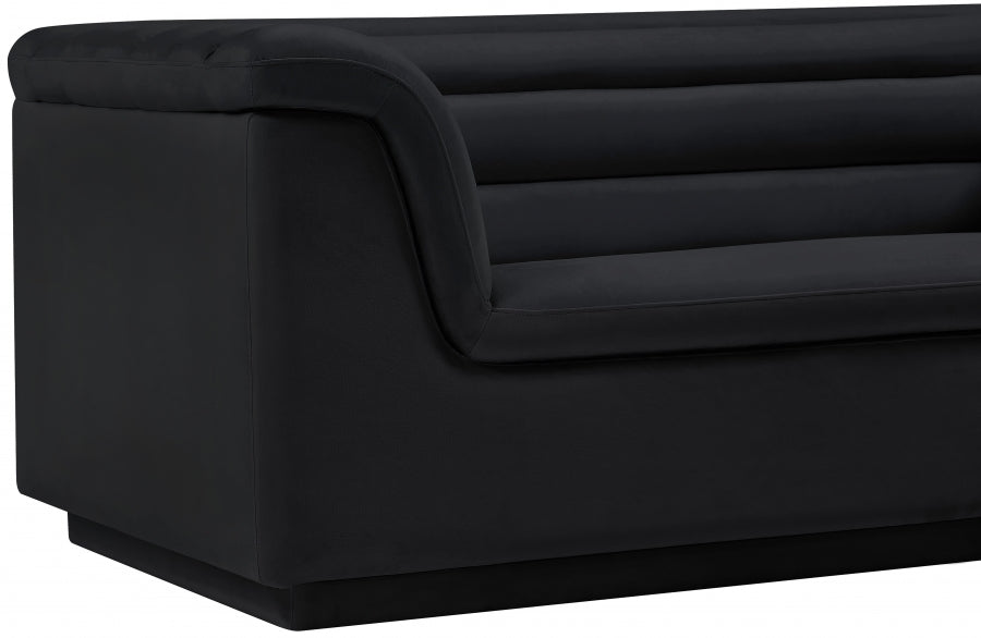 Black Cascade Velvet Fabric Loveseat - 192Black-L - Vega Furniture