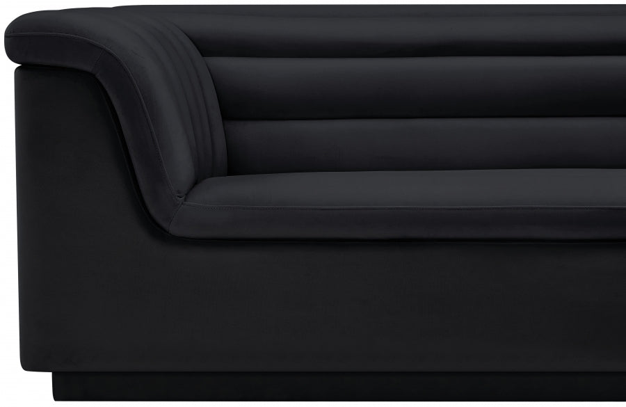 Black Cascade Velvet Fabric Loveseat - 192Black-L - Vega Furniture