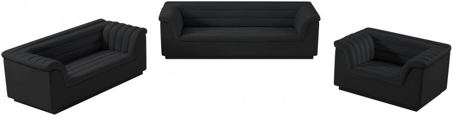 Black Cascade Velvet Fabric Loveseat - 192Black-L - Vega Furniture