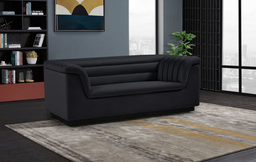 Black Cascade Velvet Fabric Loveseat - 192Black-L - Vega Furniture