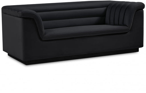 Black Cascade Velvet Fabric Loveseat - 192Black-L - Vega Furniture