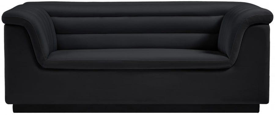 Black Cascade Velvet Fabric Loveseat - 192Black-L - Vega Furniture