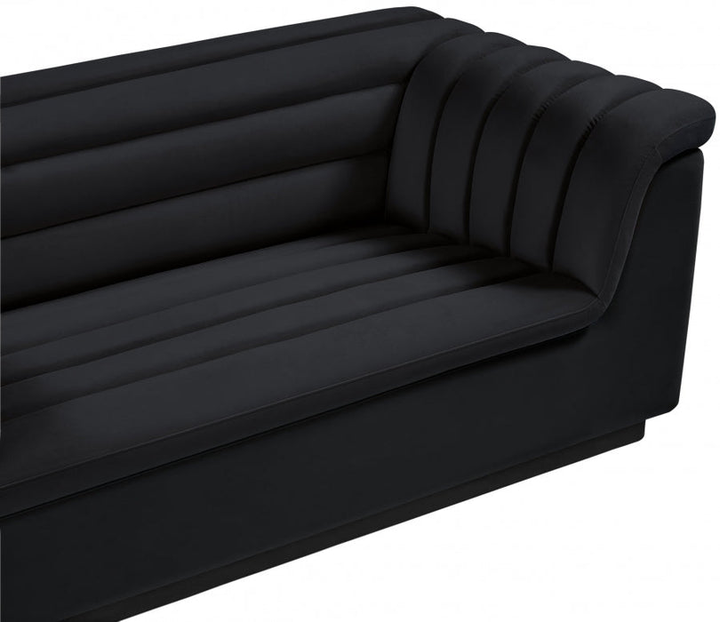 Black Cascade Velvet Fabric Loveseat - 192Black-L - Vega Furniture