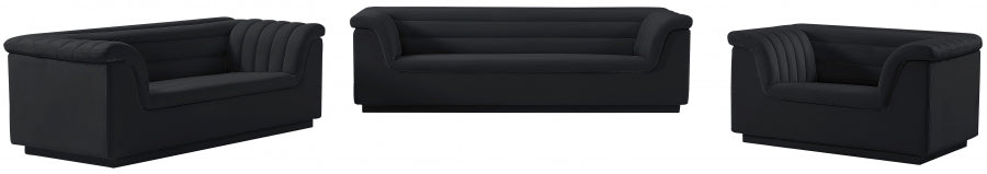 Black Cascade Velvet Fabric Sofa - 192Black-S - Vega Furniture