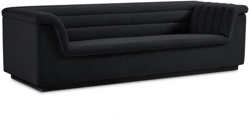 Black Cascade Velvet Fabric Sofa - 192Black-S - Vega Furniture