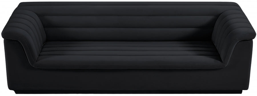 Black Cascade Velvet Fabric Sofa - 192Black-S - Vega Furniture