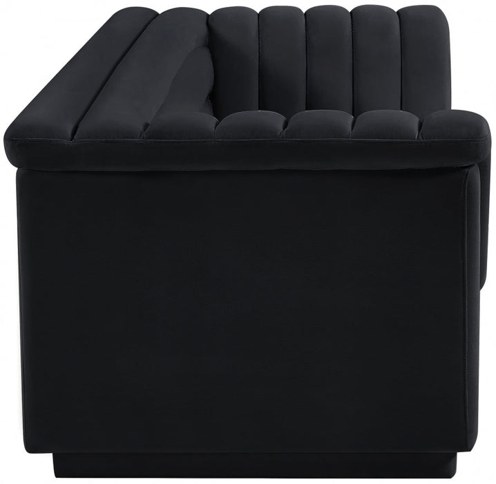 Black Cascade Velvet Fabric Sofa - 192Black-S - Vega Furniture