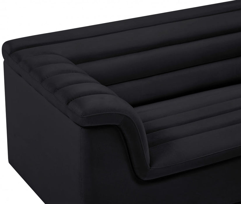 Black Cascade Velvet Fabric Sofa - 192Black-S - Vega Furniture