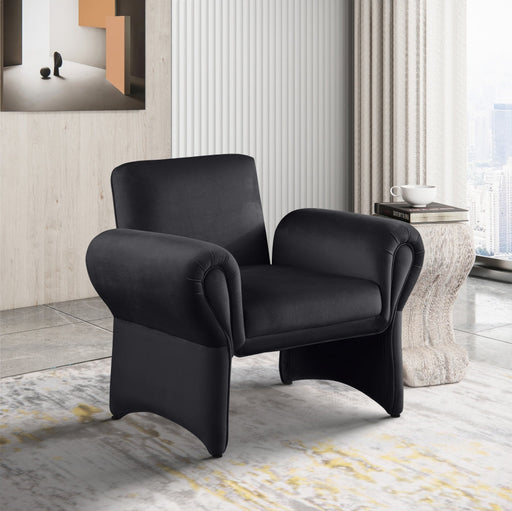 Black Fleurette Velvet Accent Chair - 409Black - Vega Furniture