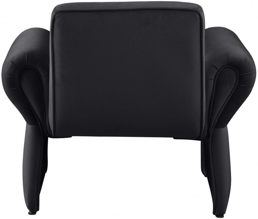 Black Fleurette Velvet Accent Chair - 409Black - Vega Furniture