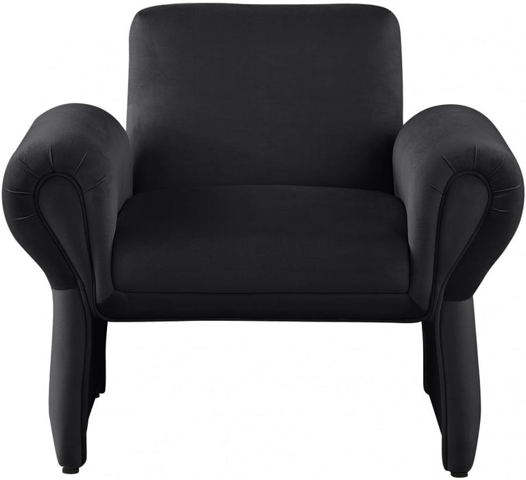 Black Fleurette Velvet Accent Chair - 409Black - Vega Furniture