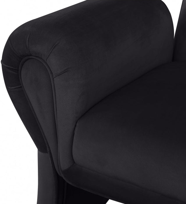 Black Fleurette Velvet Accent Chair - 409Black - Vega Furniture