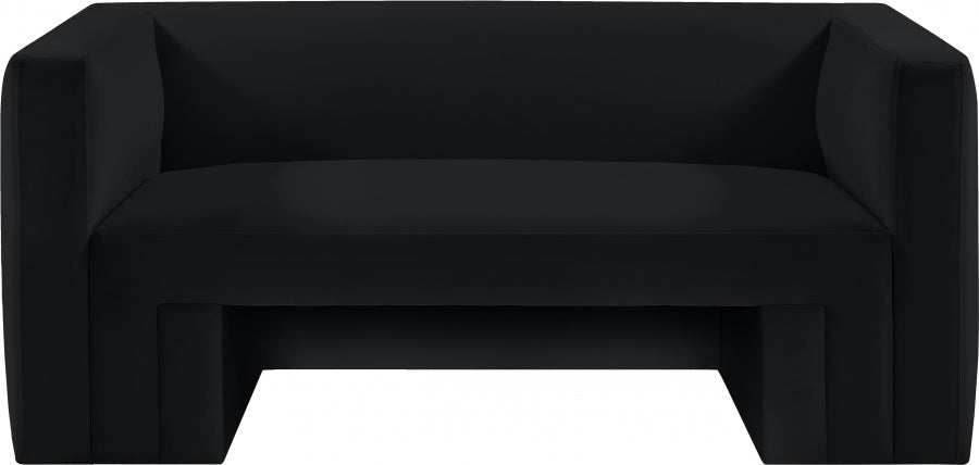 Black Henson Velvet Loveseat - 665Black-L - Vega Furniture