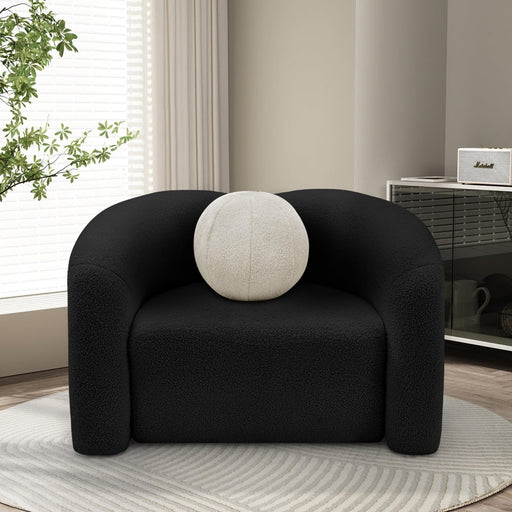 Black Kali Faux Shearling Teddy Fabric Chair - 186Black-C - Vega Furniture