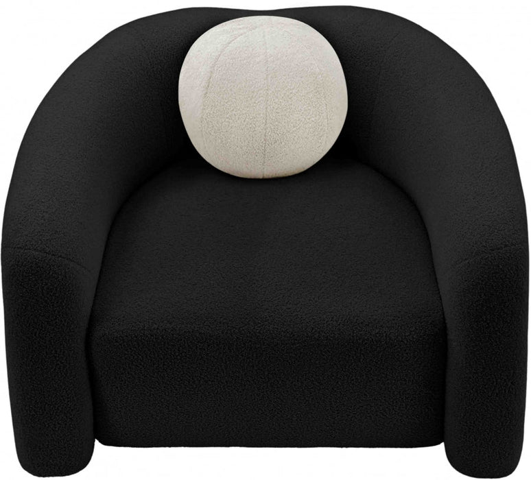 Black Kali Faux Shearling Teddy Fabric Chair - 186Black-C - Vega Furniture