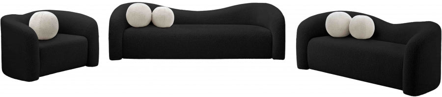 Black Kali Faux Shearling Teddy Fabric Loveseat - 186Black-L - Vega Furniture