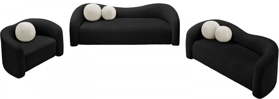 Black Kali Faux Shearling Teddy Fabric Loveseat - 186Black-L - Vega Furniture