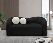 Black Kali Faux Shearling Teddy Fabric Loveseat - 186Black-L - Vega Furniture