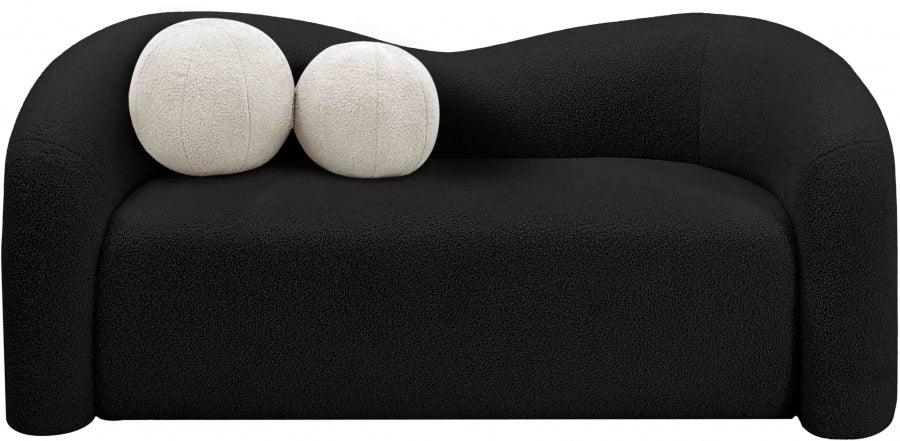Black Kali Faux Shearling Teddy Fabric Loveseat - 186Black-L - Vega Furniture