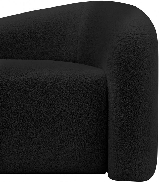 Black Kali Faux Shearling Teddy Fabric Loveseat - 186Black-L - Vega Furniture