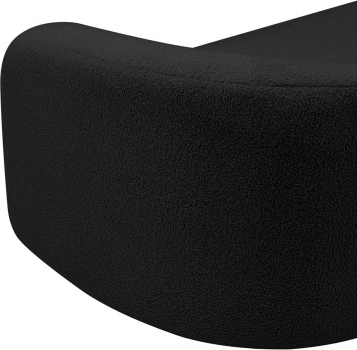 Black Kali Faux Shearling Teddy Fabric Sofa - 186Black-S - Vega Furniture