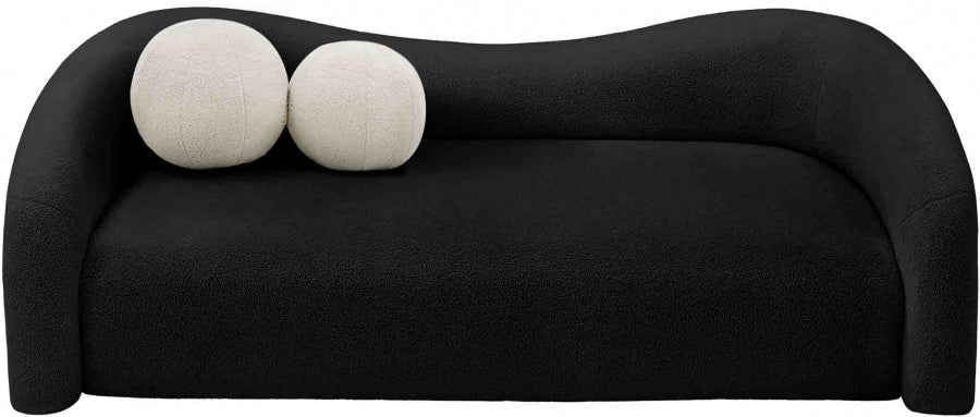 Black Kali Faux Shearling Teddy Fabric Sofa - 186Black-S - Vega Furniture