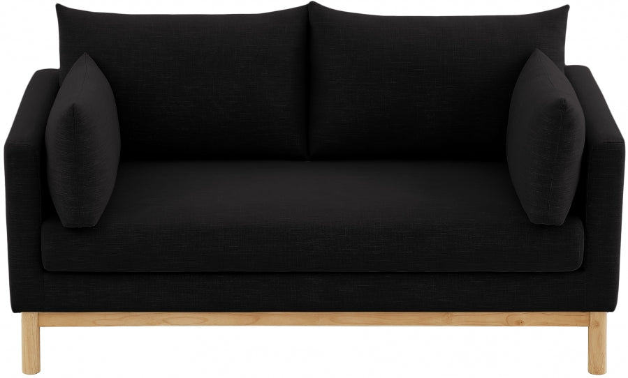 Black Langham Linen Textured Fabric Loveseat - 157Black-L - Vega Furniture