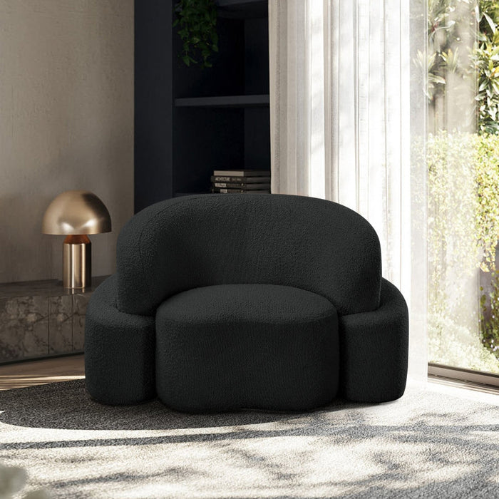 Black Principessa Boucle Fabric Living Room Chair - 108Black-C - Vega Furniture