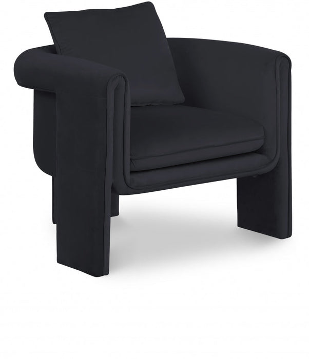 Black Sloan Velvet Accent Chair - 424Black - Vega Furniture