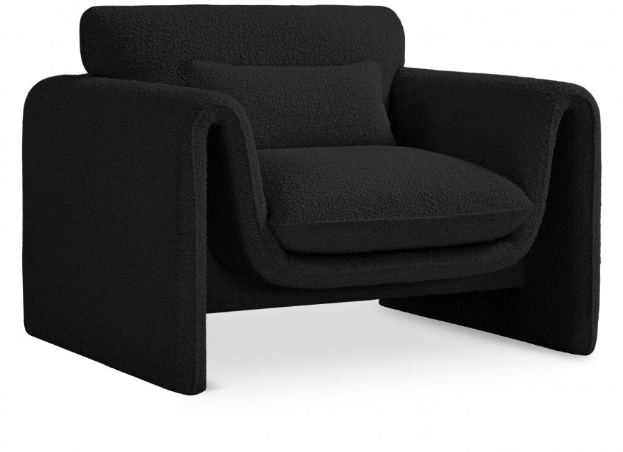 Black Stylus Boucle Fabric Chair - 198Black-C - Vega Furniture