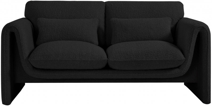 Black Stylus Boucle Fabric Loveseat - 198Black-L - Vega Furniture