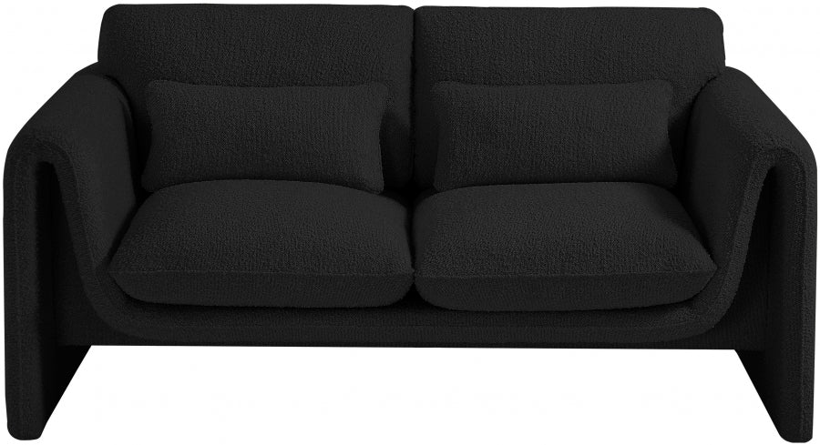 Black Stylus Boucle Fabric Loveseat - 198Black-L - Vega Furniture