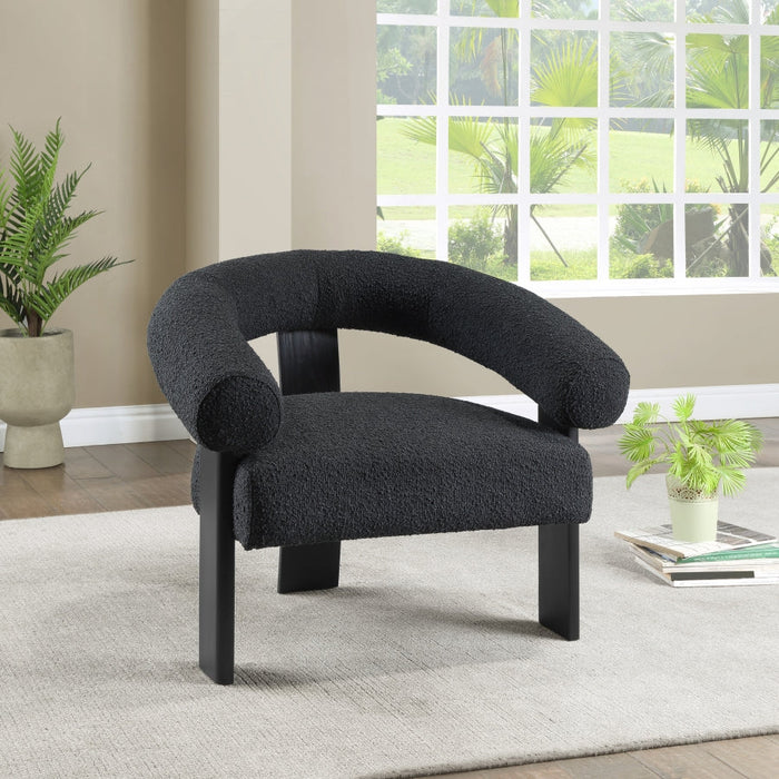 Black Winston Boucle Fabric Accent Chair - 497Black - Vega Furniture